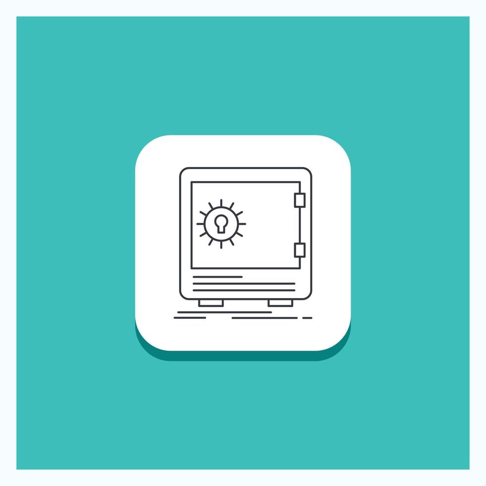 Round Button for Bank. deposit. safe. safety. strongbox Line icon Turquoise Background vector