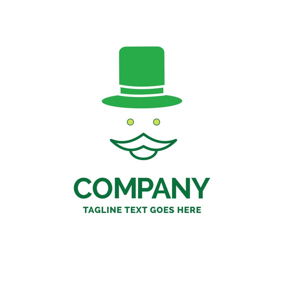 moustache. Hipster. movember. hat. men Flat Business Logo template. Creative Green Brand Name Design. vector