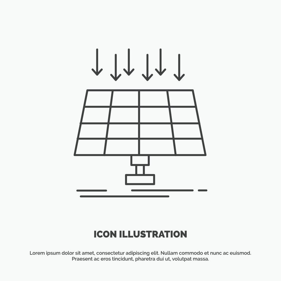 Solar. Panel. Energy. technology. smart city Icon. Line vector gray symbol for UI and UX. website or mobile application