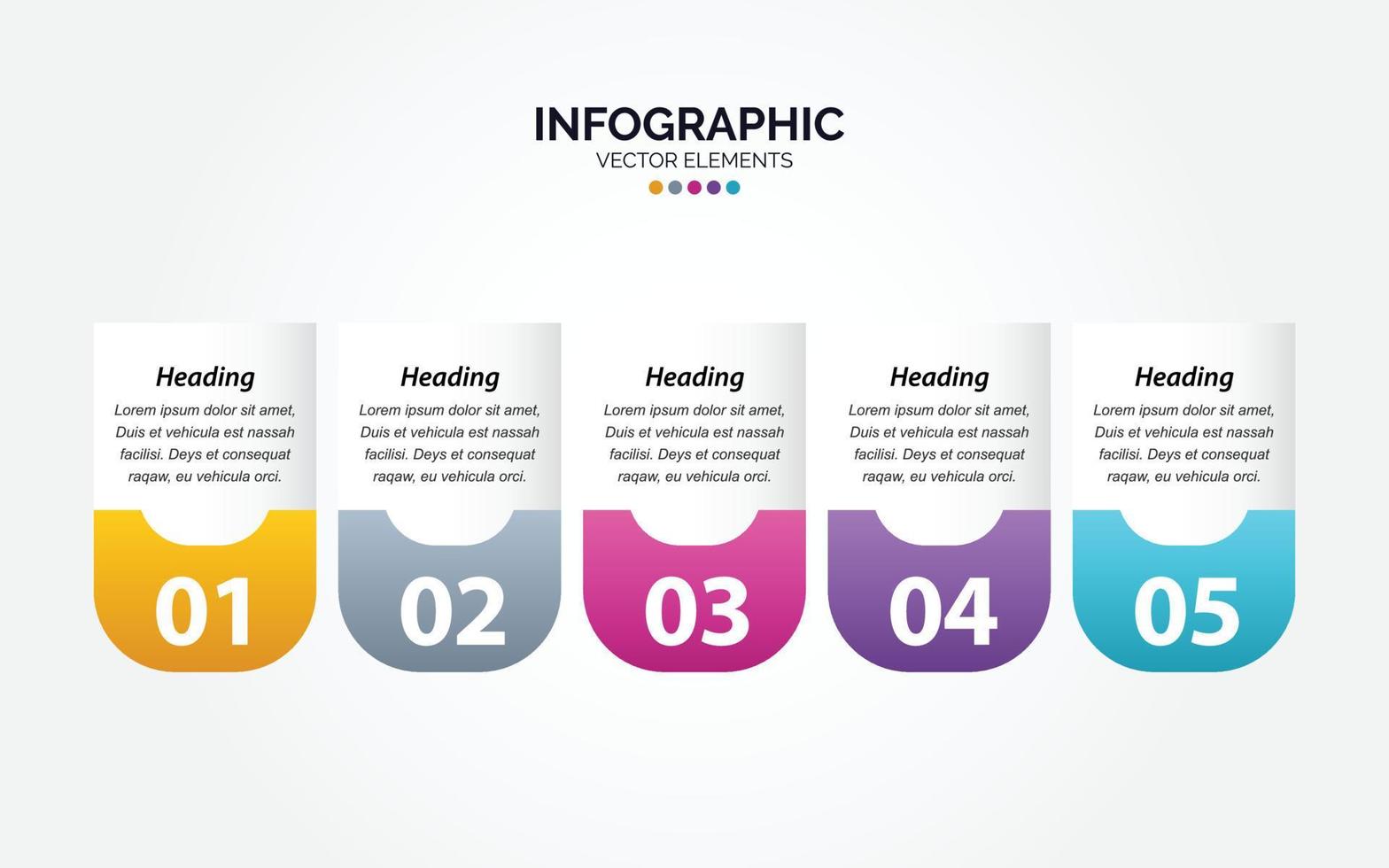 Vector Horizontal Infographic label design template with icons and 5 options or steps. Can be used for process diagram. presentations. workflow layout. banner. flow chart. info graph