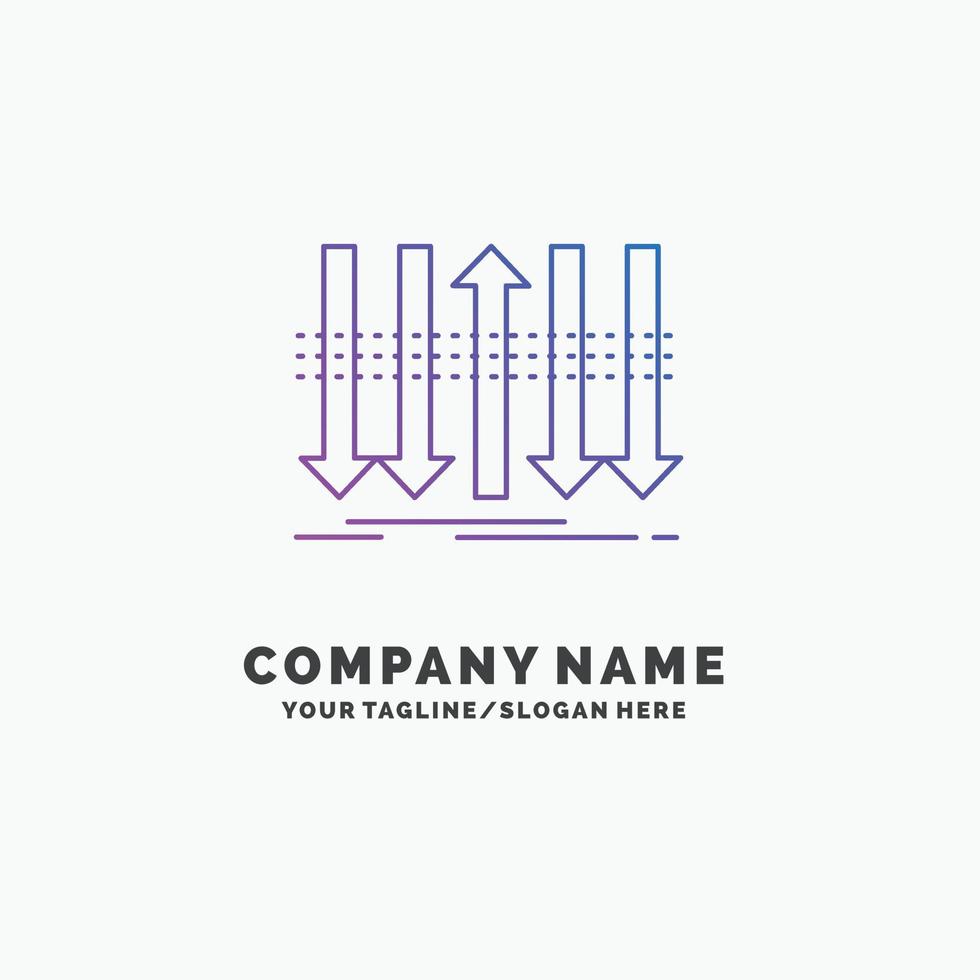 Arrow. business. distinction. forward. individuality Purple Business Logo Template. Place for Tagline vector