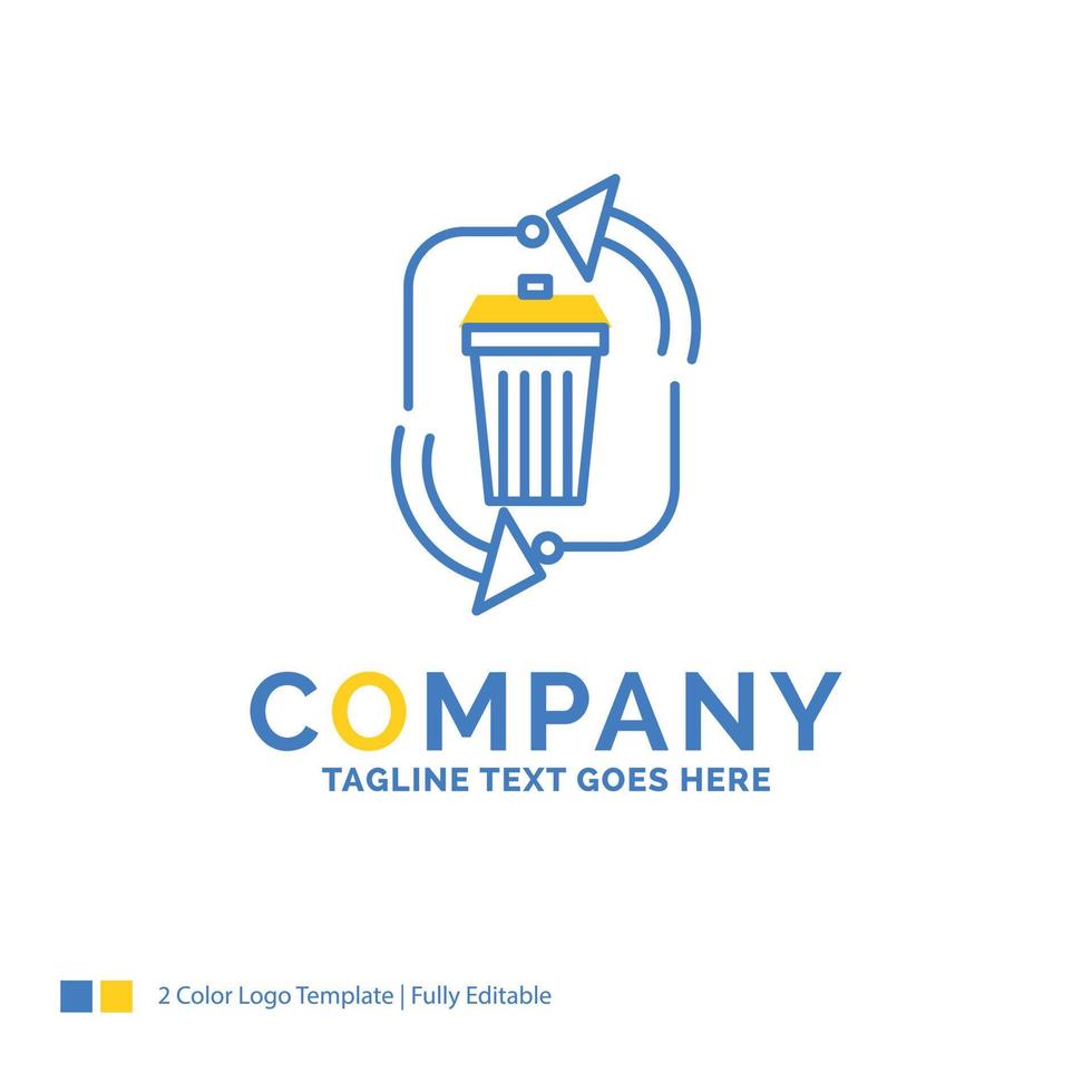 waste. disposal. garbage. management. recycle Blue Yellow Business Logo template. Creative Design Template Place for Tagline. vector