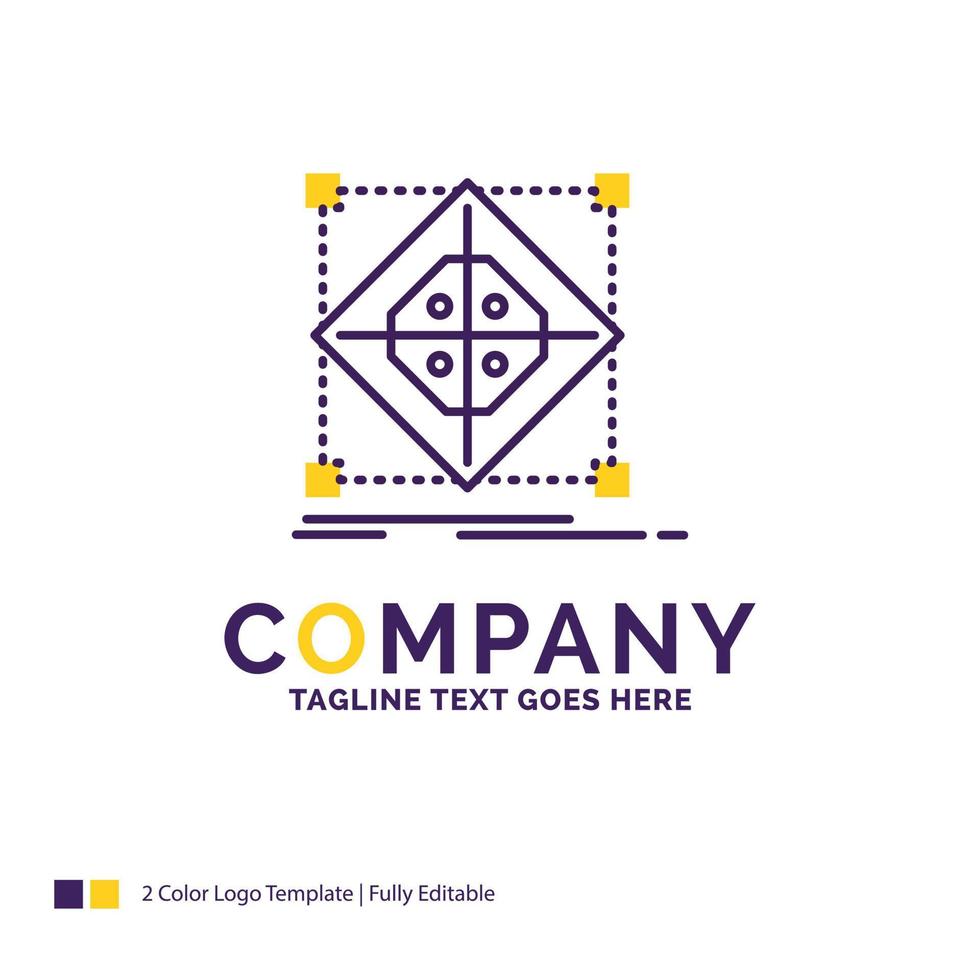 Company Name Logo Design For Architecture. cluster. grid. model. preparation. Purple and yellow Brand Name Design with place for Tagline. Creative Logo template for Small and Large Business. vector