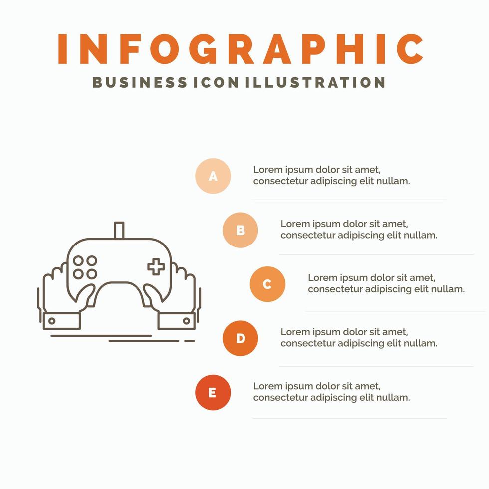 game. gaming. mobile. entertainment. app Infographics Template for Website and Presentation. Line Gray icon with Orange infographic style vector illustration