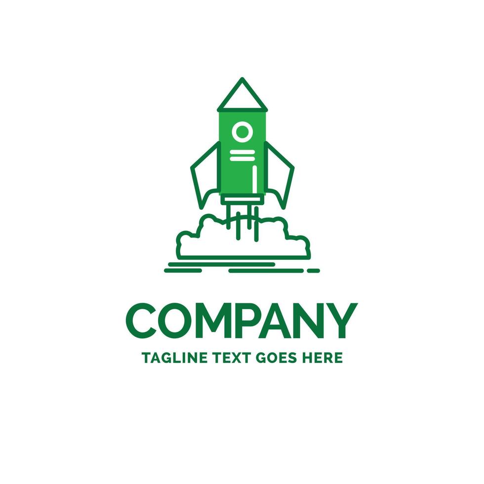 launch. startup. ship. shuttle. mission Flat Business Logo template. Creative Green Brand Name Design. vector