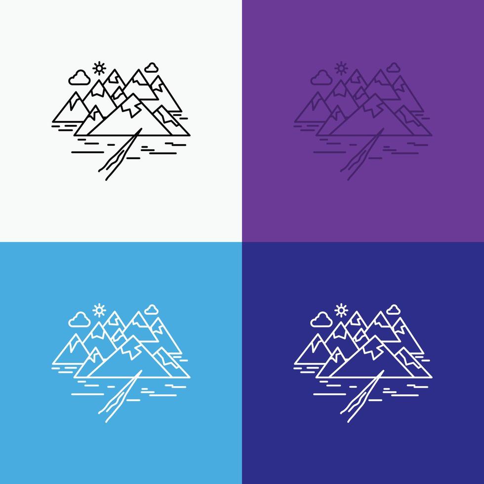 Mountain. hill. landscape. rocks. crack Icon Over Various Background. Line style design. designed for web and app. Eps 10 vector illustration