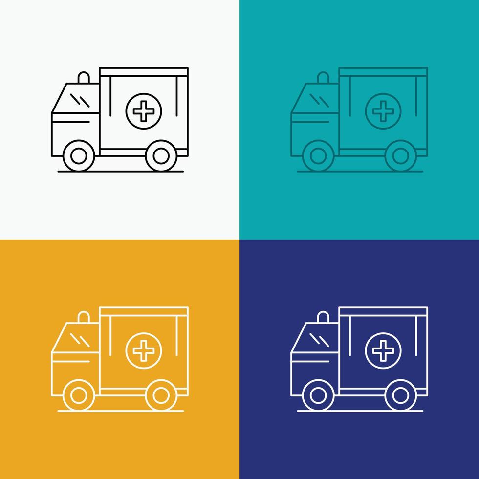 ambulance. truck. medical. help. van Icon Over Various Background. Line style design. designed for web and app. Eps 10 vector illustration