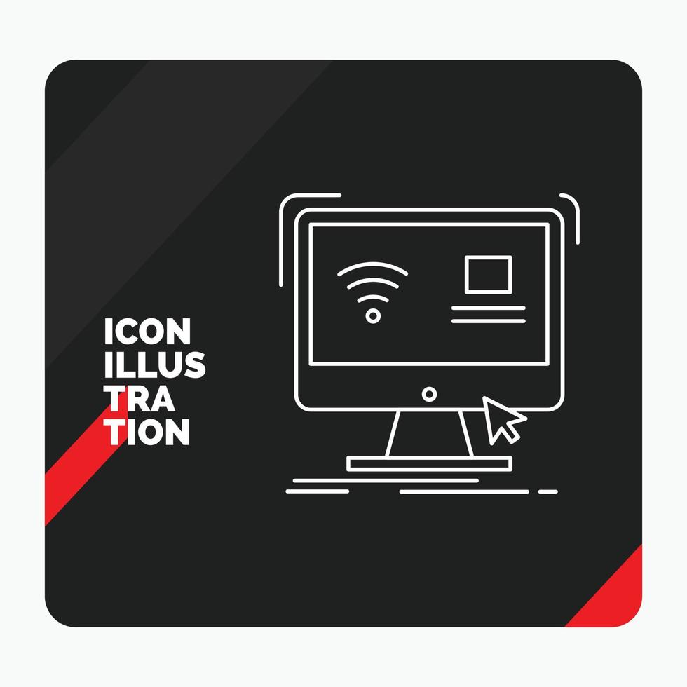 Red and Black Creative presentation Background for Control. computer. monitor. remote. smart Line Icon vector