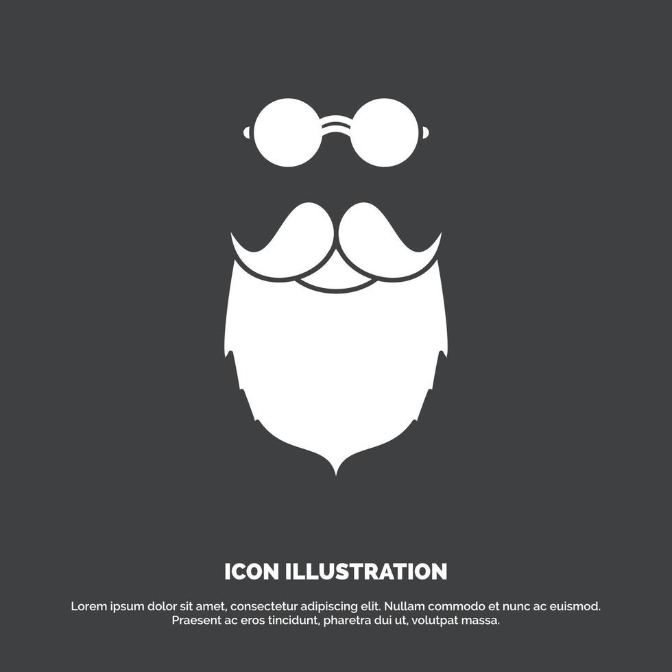 bigote. inconformista. movimiento soportado icono de los hombres. símbolo de vector de glifo para ui y ux. sitio web o aplicación móvil