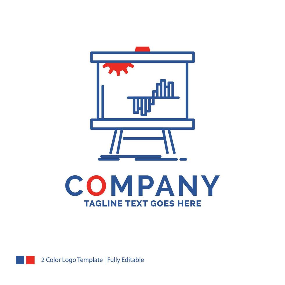 Company Name Logo Design For Business. chart. data. graph. stats. Blue and red Brand Name Design with place for Tagline. Abstract Creative Logo template for Small and Large Business. vector