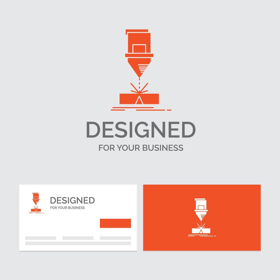 Business logo template for Cutting. engineering. fabrication. laser. steel. Orange Visiting Cards with Brand logo template. vector