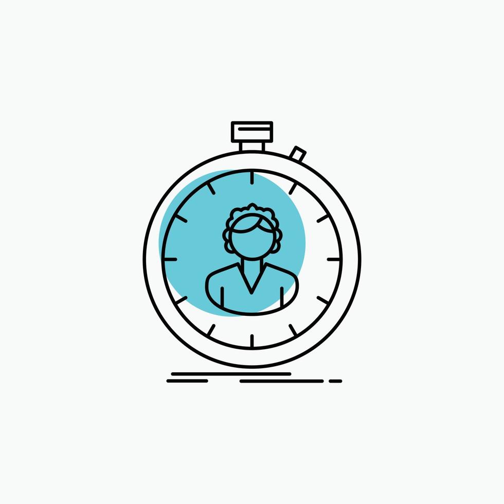 fast. speed. stopwatch. timer. girl Line Icon vector