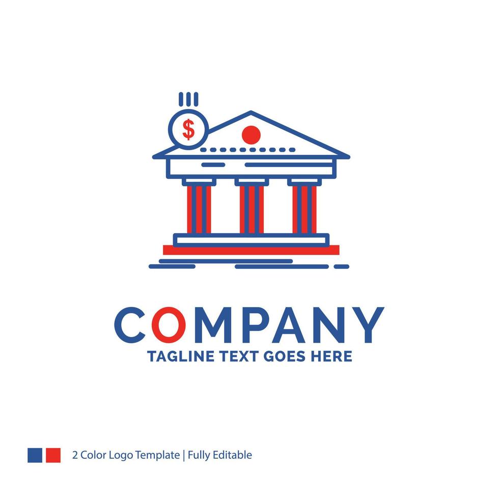 Company Name Logo Design For Architecture. bank. banking. building. federal. Blue and red Brand Name Design with place for Tagline. Abstract Creative Logo template for Small and Large Business. vector