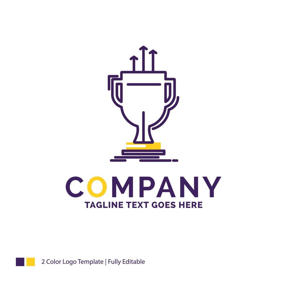 Company Name Logo Design For award. competitive. cup. edge. prize. Purple and yellow Brand Name Design with place for Tagline. Creative Logo template for Small and Large Business. vector