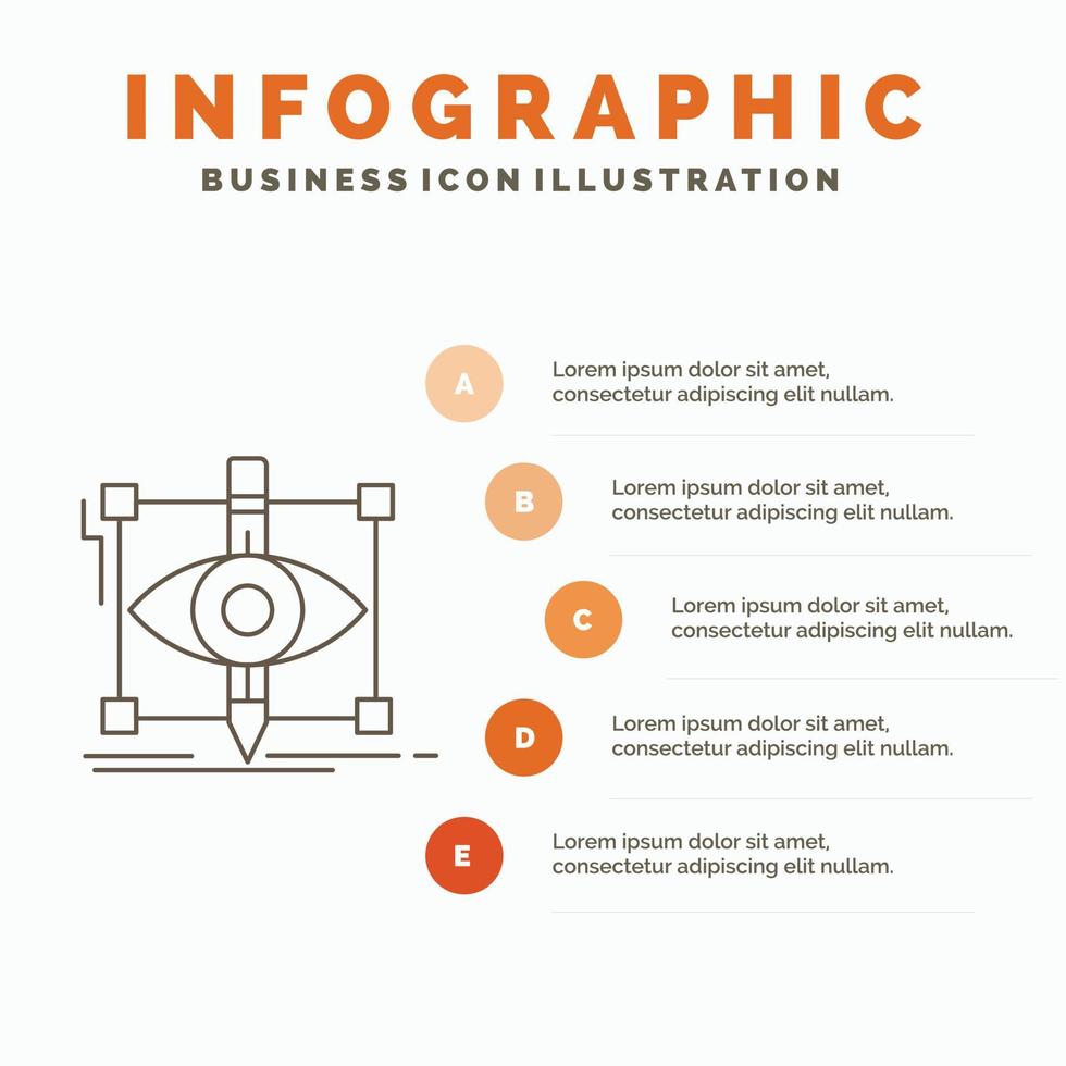 diseño. reclutar. bosquejo. dibujando plantilla de infografía visual para sitio web y presentación. icono de línea gris con ilustración de vector de estilo infográfico naranja
