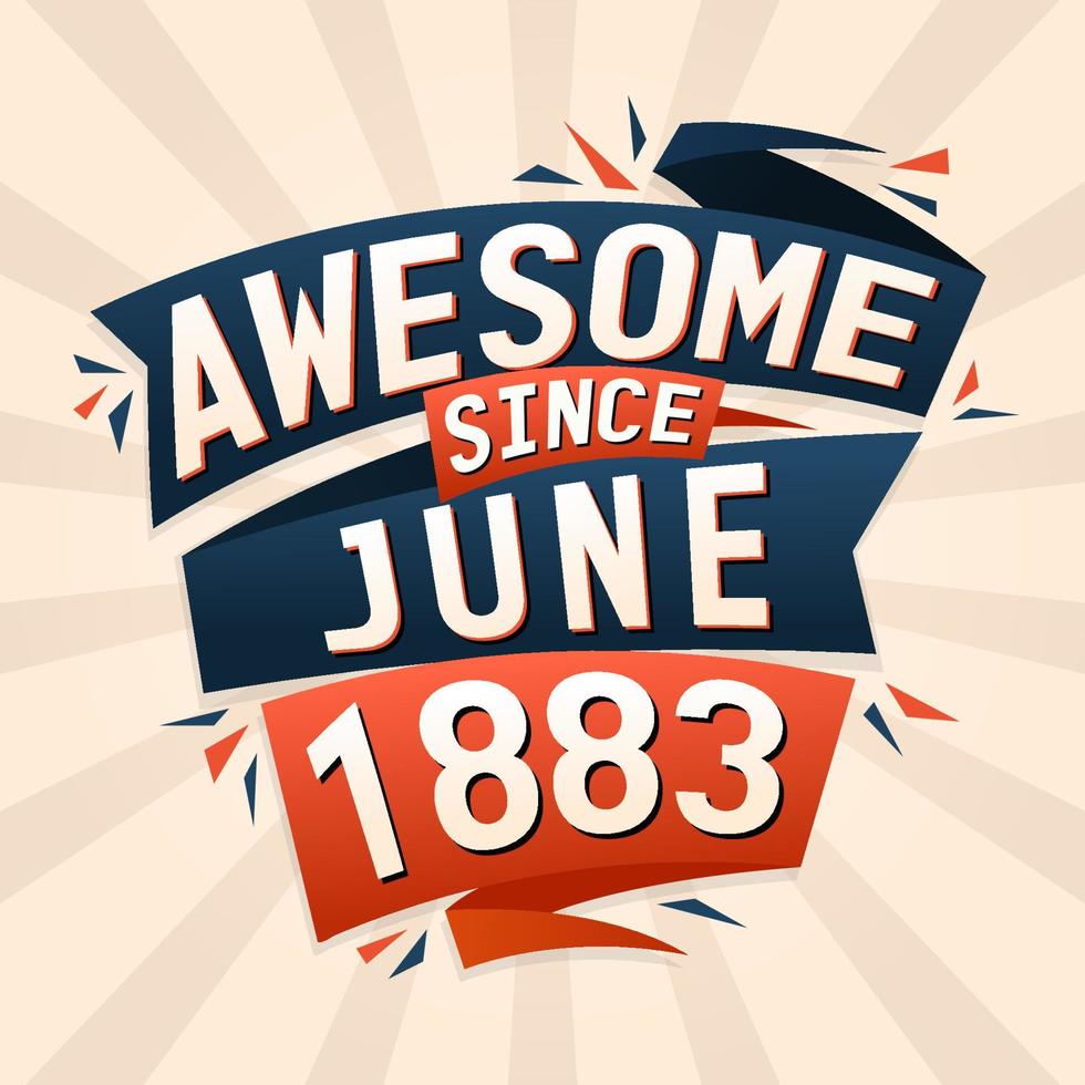 Awesome since June 1883. Born in June 1883 birthday quote vector design