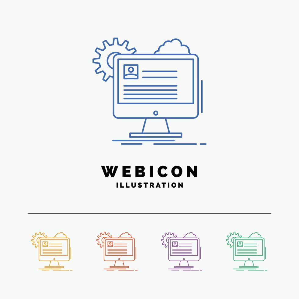 Account. profile. report. edit. Update 5 Color Line Web Icon Template isolated on white. Vector illustration