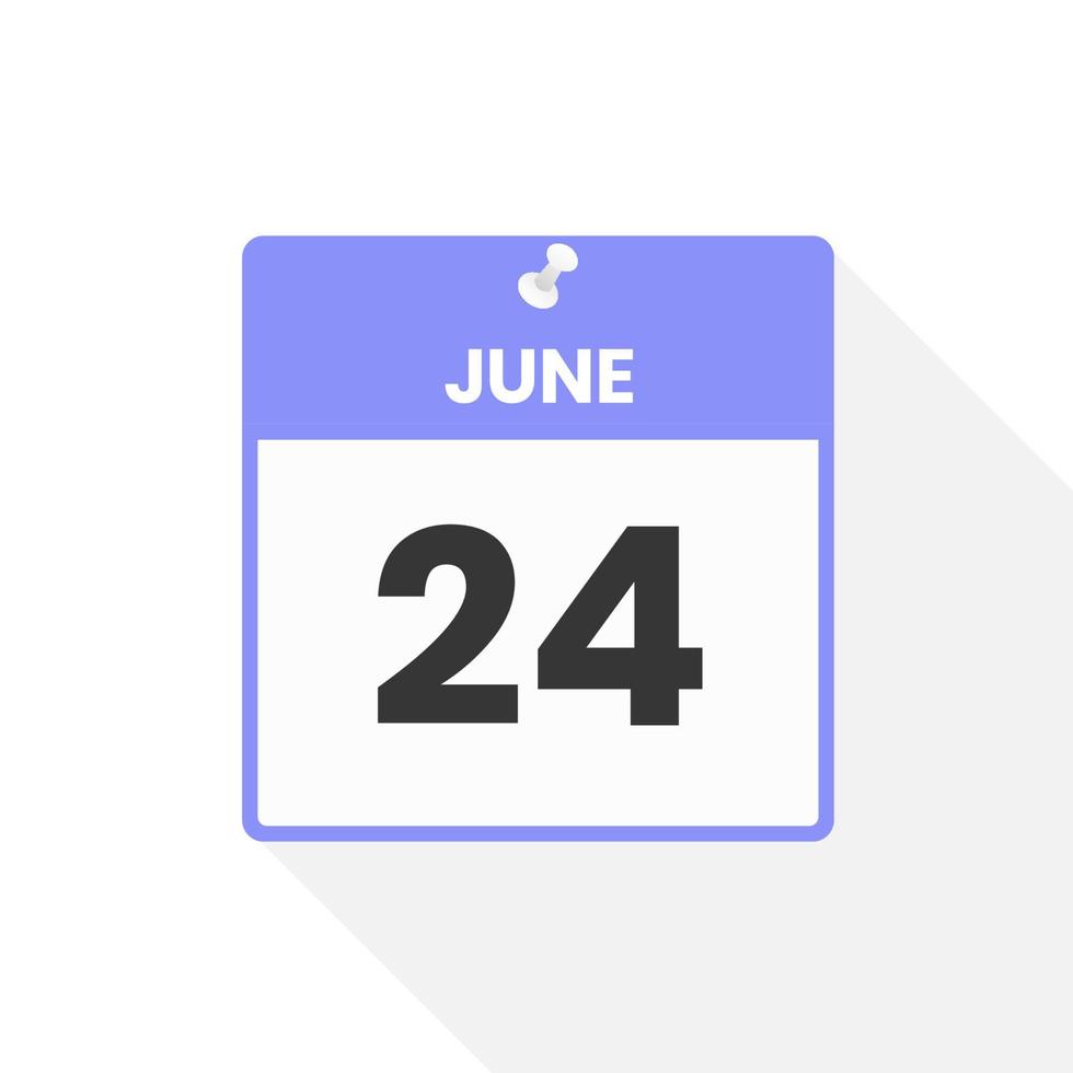 June 24 calendar icon. Date,  Month calendar icon vector illustration