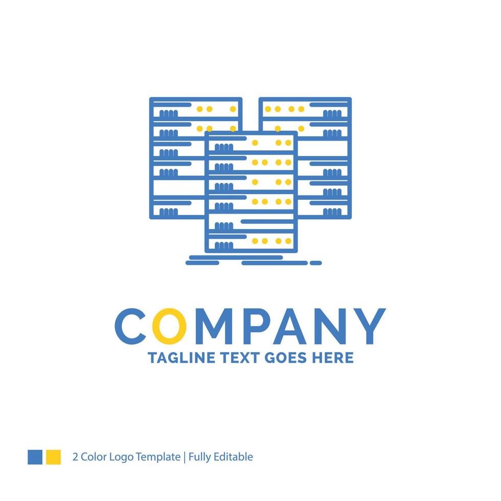 Center. centre. data. database. server Blue Yellow Business Logo template. Creative Design Template Place for Tagline. vector