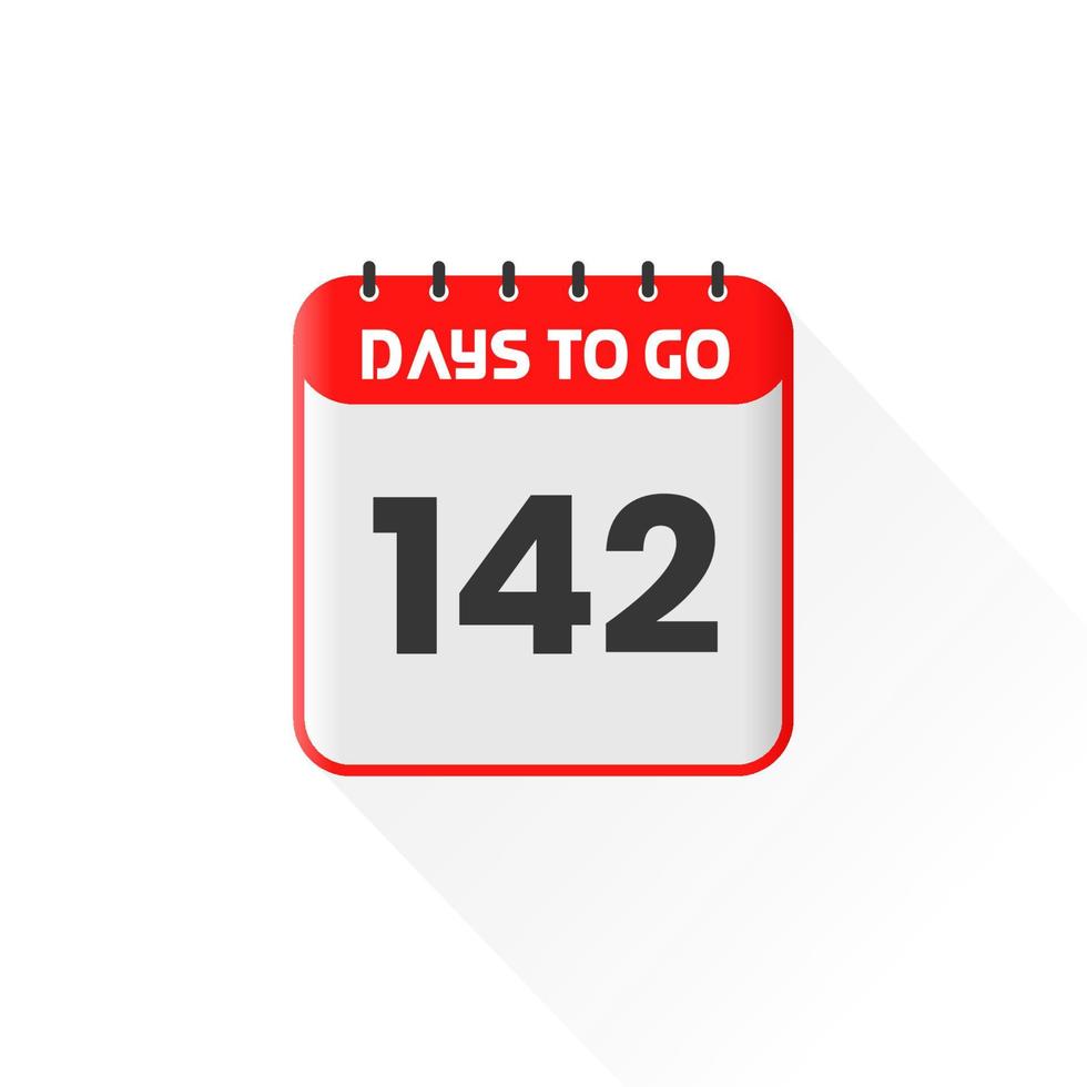 Countdown icon 142 Days Left for sales promotion. Promotional sales banner 142 days left to go vector