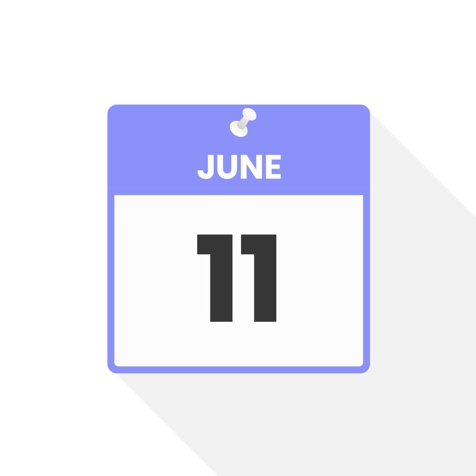 icono de calendario del 11 de junio. fecha, mes calendario icono vector ilustración