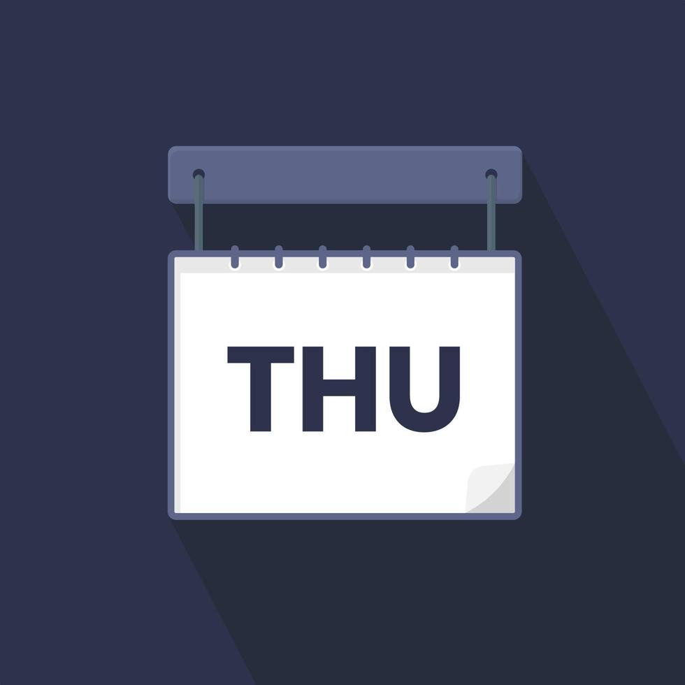 Thursday calendar icon, day of the week for schedule work sign vector