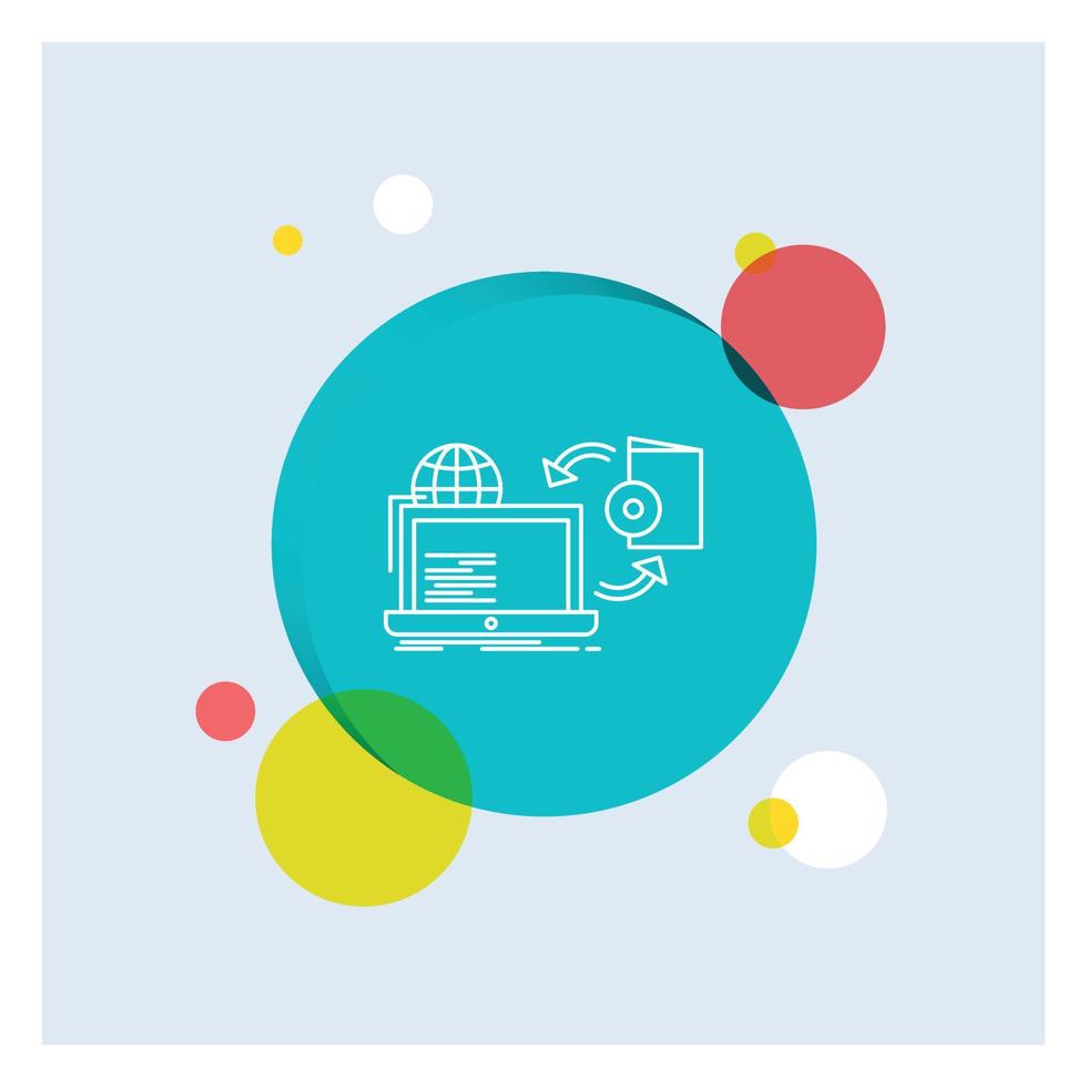 Disc. online. game. publish. publishing White Line Icon colorful Circle Background vector
