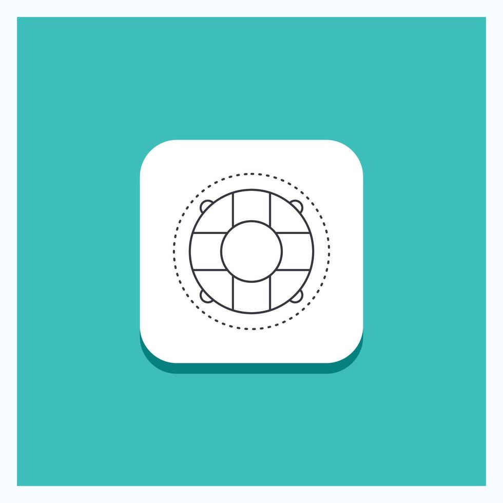 Round Button for Help. life. lifebuoy. lifesaver. preserver Line icon Turquoise Background vector