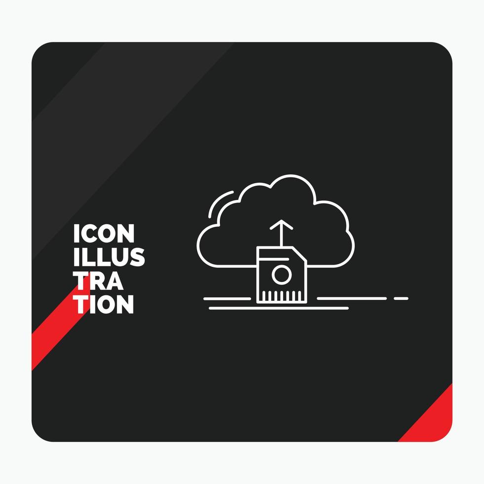 Red and Black Creative presentation Background for cloud. upload. save. data. computing Line Icon vector