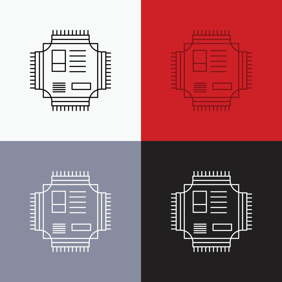 Chip. cpu. microchip. processor. technology Icon Over Various Background. Line style design. designed for web and app. Eps 10 vector illustration