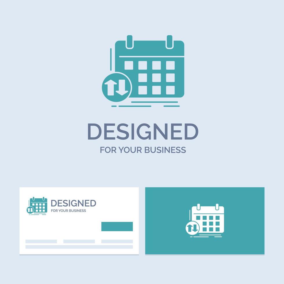 schedule. classes. timetable. appointment. event Business Logo Glyph Icon Symbol for your business. Turquoise Business Cards with Brand logo template. vector