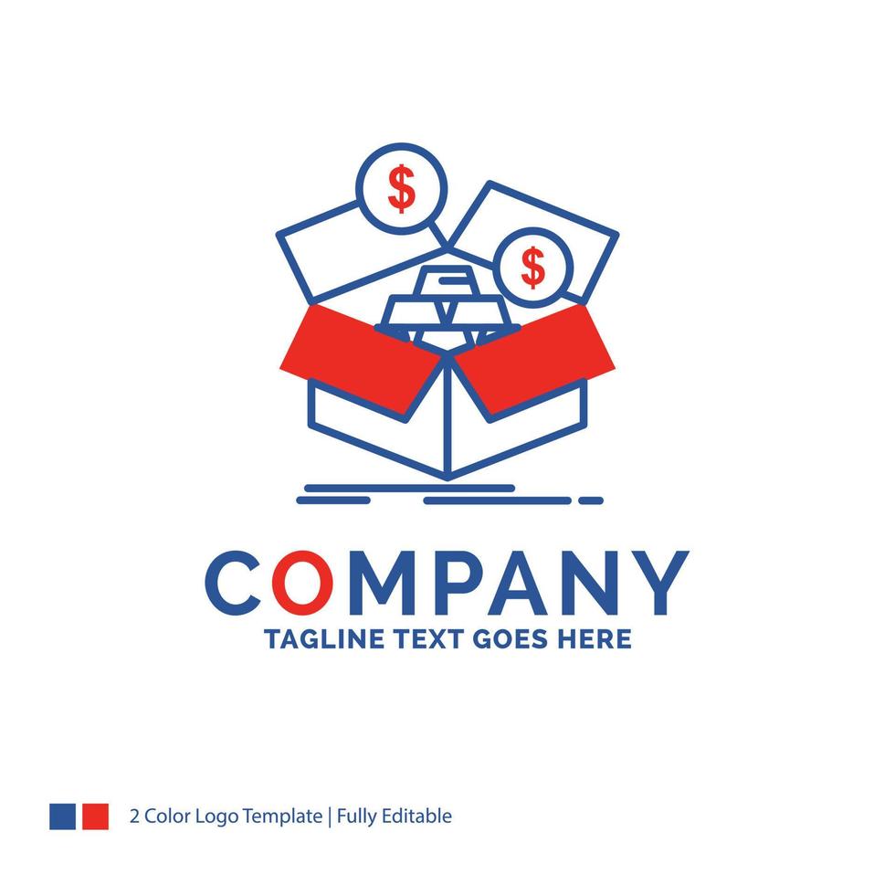 Company Name Logo Design For savings. box. budget. money. growth. Blue and red Brand Name Design with place for Tagline. Abstract Creative Logo template for Small and Large Business. vector
