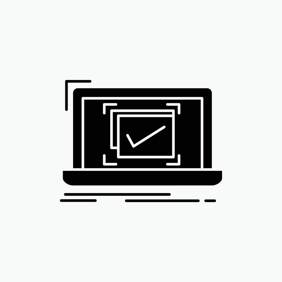 system. monitoring. checklist. Good. OK Glyph Icon. Vector isolated illustration