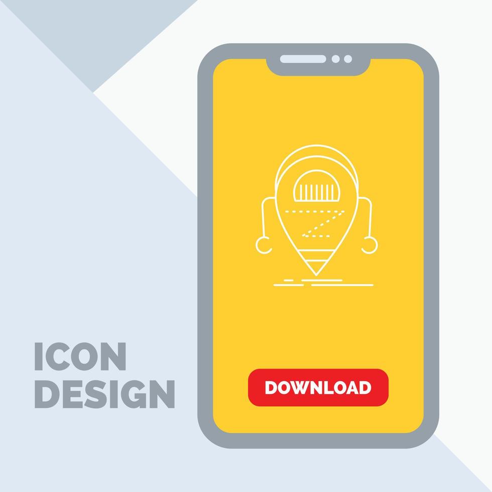 Android. beta. droid. robot. Technology Line Icon in Mobile for Download Page vector