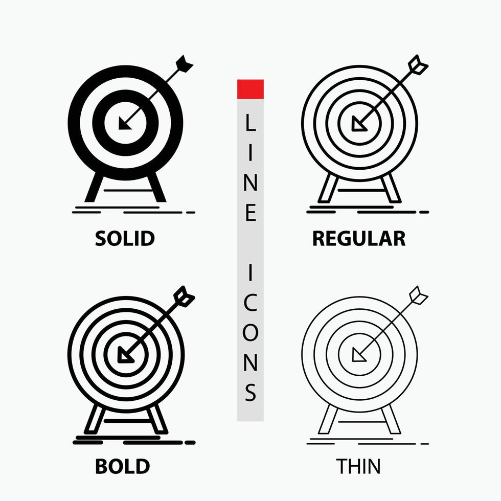 goal. hit. market. success. target Icon in Thin. Regular. Bold Line and Glyph Style. Vector illustration