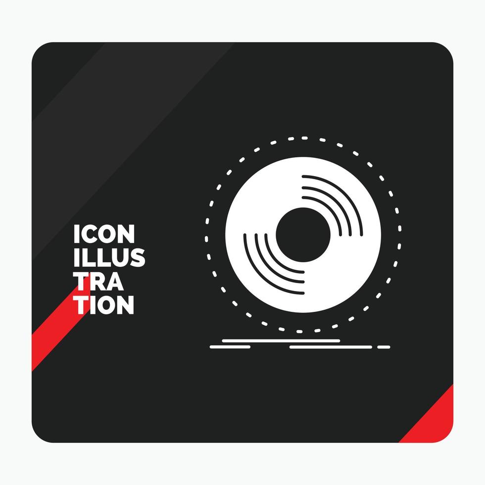 fondo de presentación creativa rojo y negro para disco. DJ. fonógrafo. registro. icono de glifo de vinilo vector