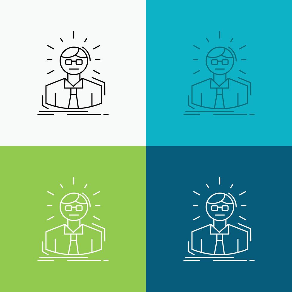 Manager. Employee. Doctor. Person. Business Man Icon Over Various Background. Line style design. designed for web and app. Eps 10 vector illustration