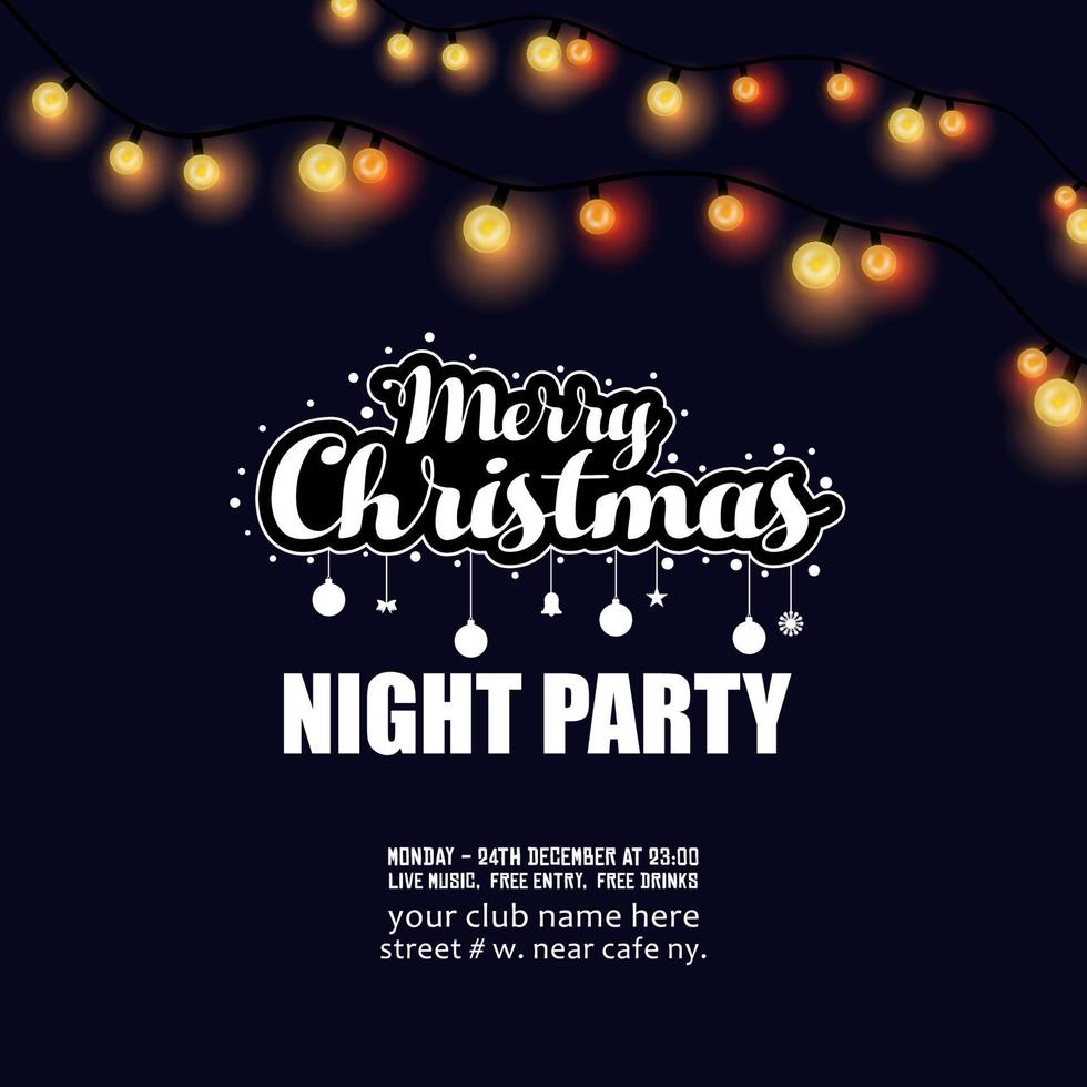 Merry Christmas Night Party background vector