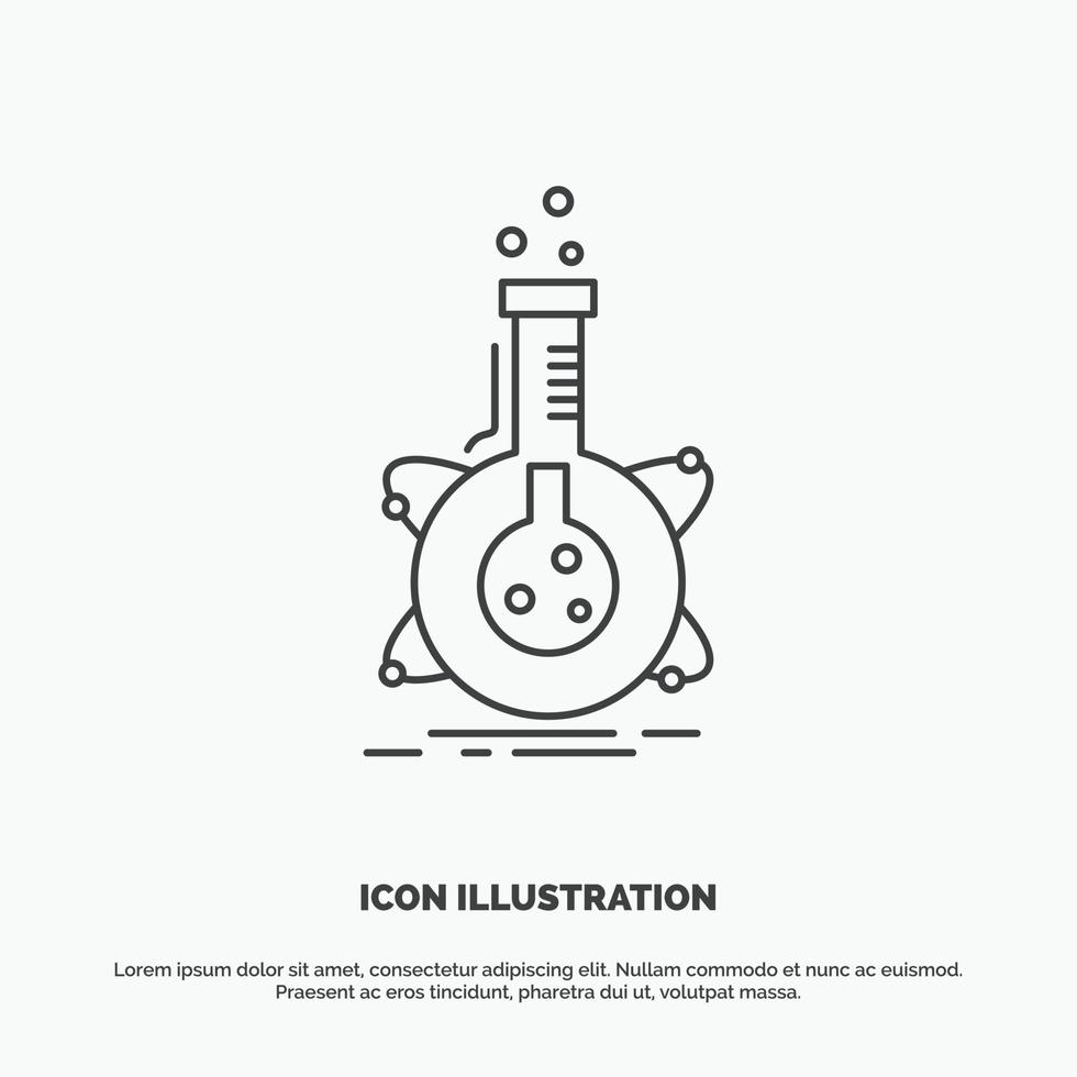 research. laboratory. flask. tube. development Icon. Line vector gray symbol for UI and UX. website or mobile application