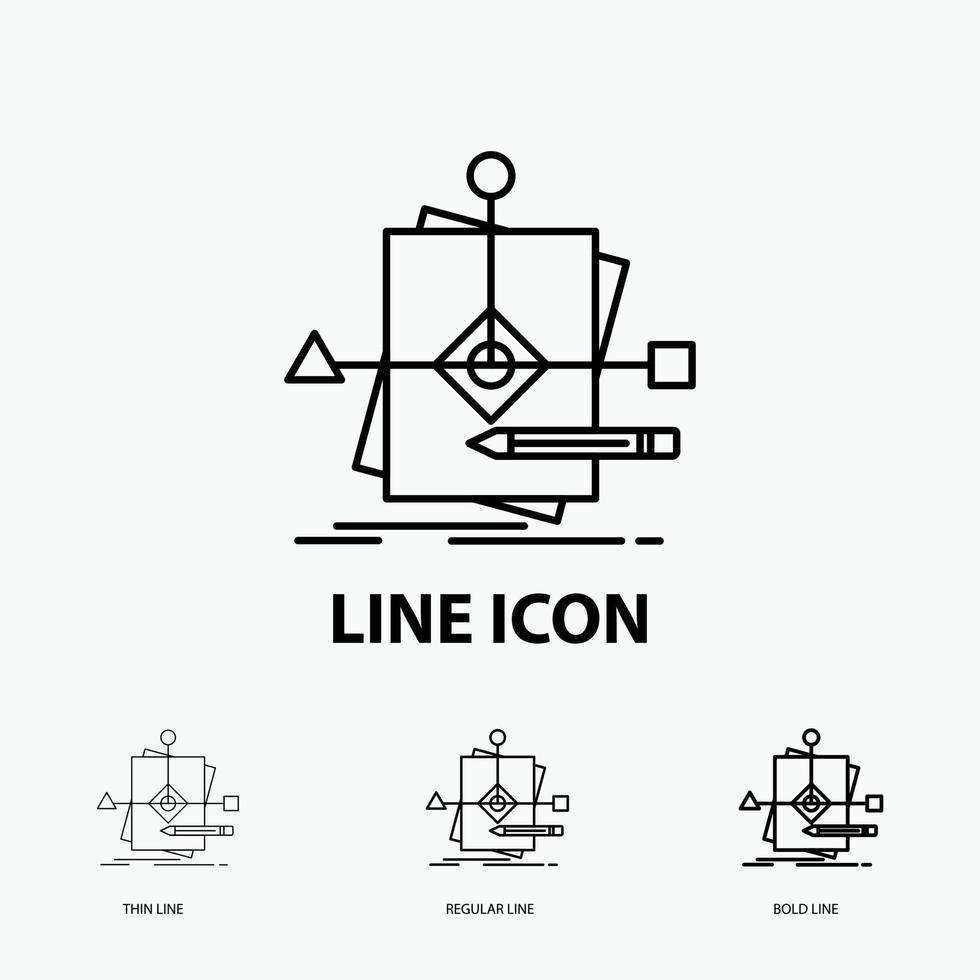 Algorithm. business. foretelling. pattern. plan Icon in Thin. Regular and Bold Line Style. Vector illustration