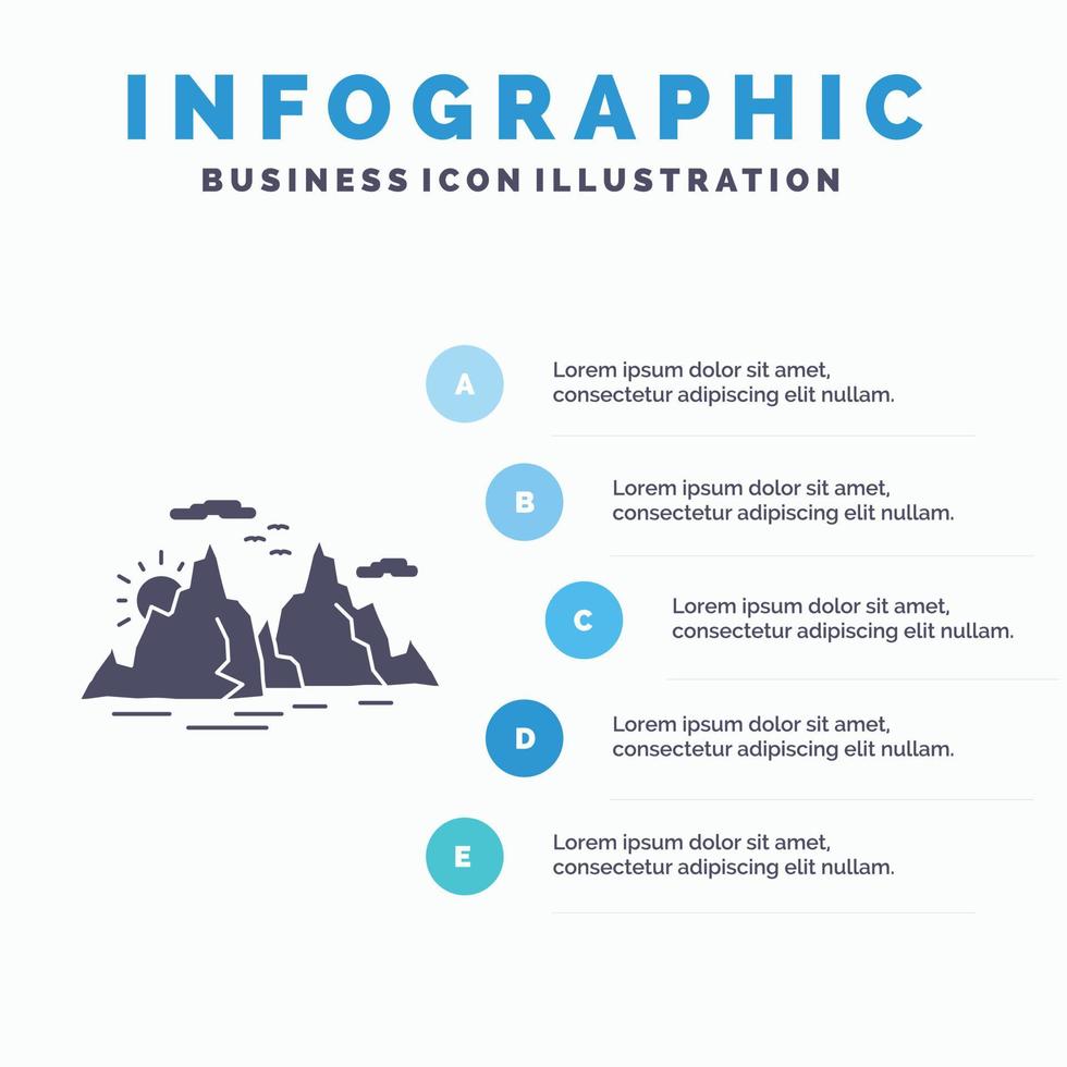 Mountain. hill. landscape. nature. sun Infographics Template for Website and Presentation. GLyph Gray icon with Blue infographic style vector illustration.