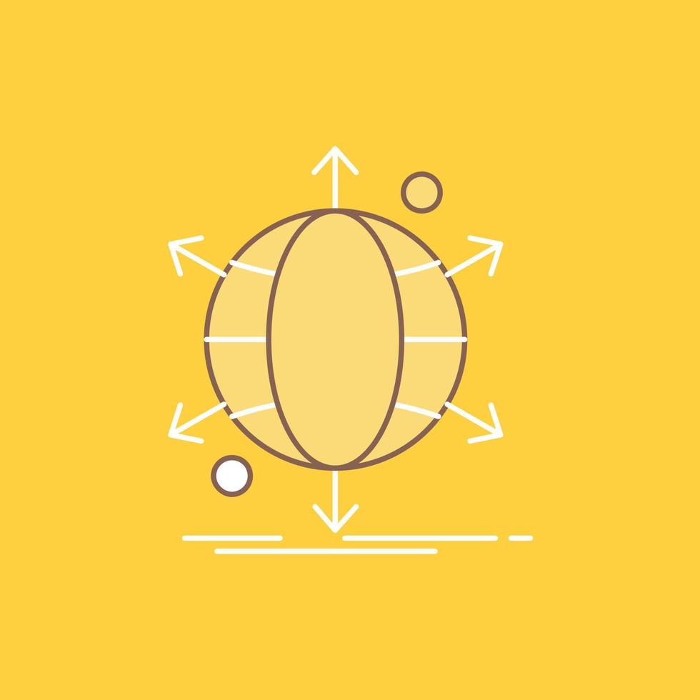 business. international. net. network. web Flat Line Filled Icon. Beautiful Logo button over yellow background for UI and UX. website or mobile application vector