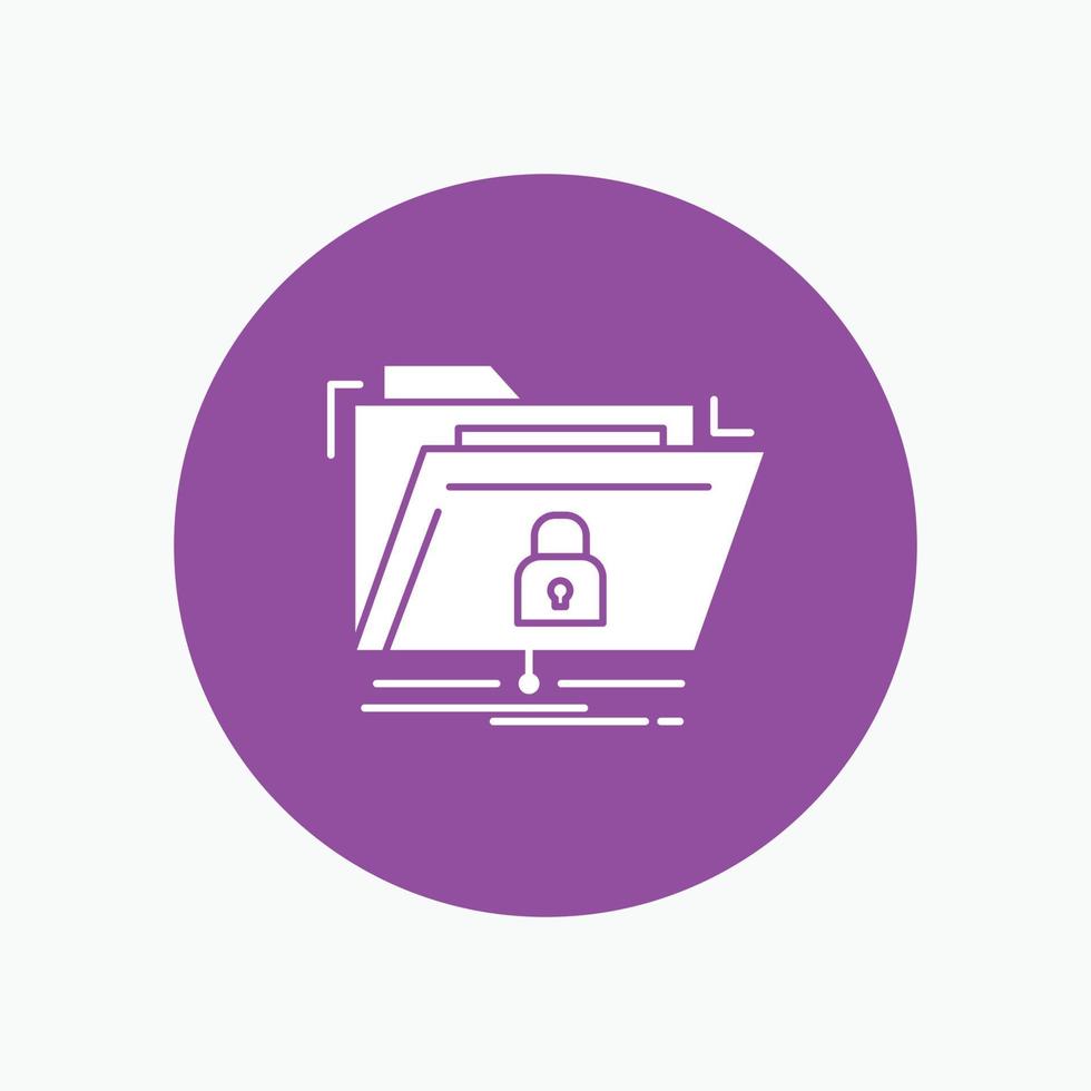 encryption. files. folder. network. secure White Glyph Icon in Circle. Vector Button illustration