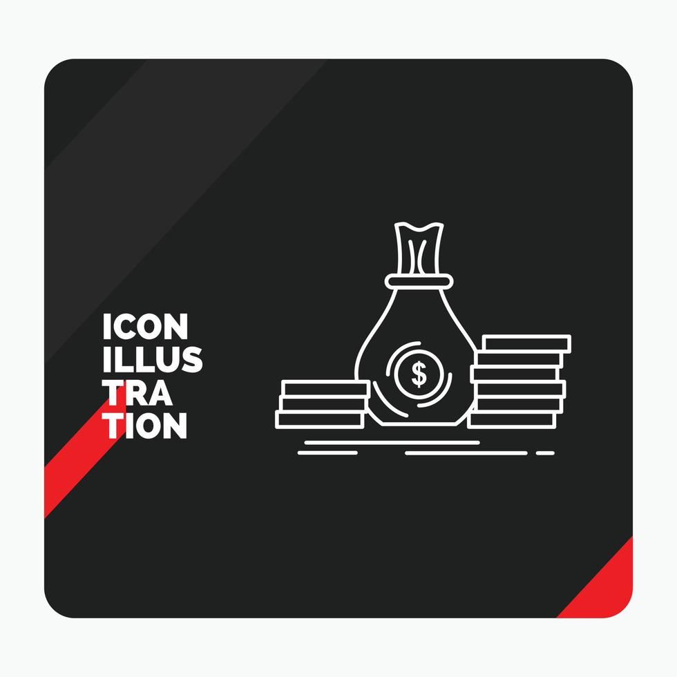 Red and Black Creative presentation Background for Accumulation. bag. investment. loan. money Line Icon vector