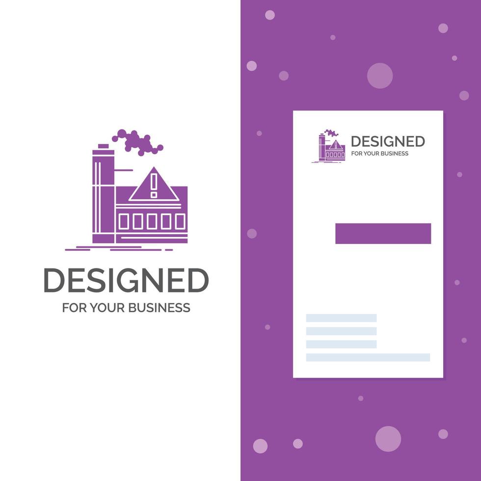 Business Logo for pollution. Factory. Air. Alert. industry. Vertical Purple Business .Visiting Card template. Creative background vector illustration