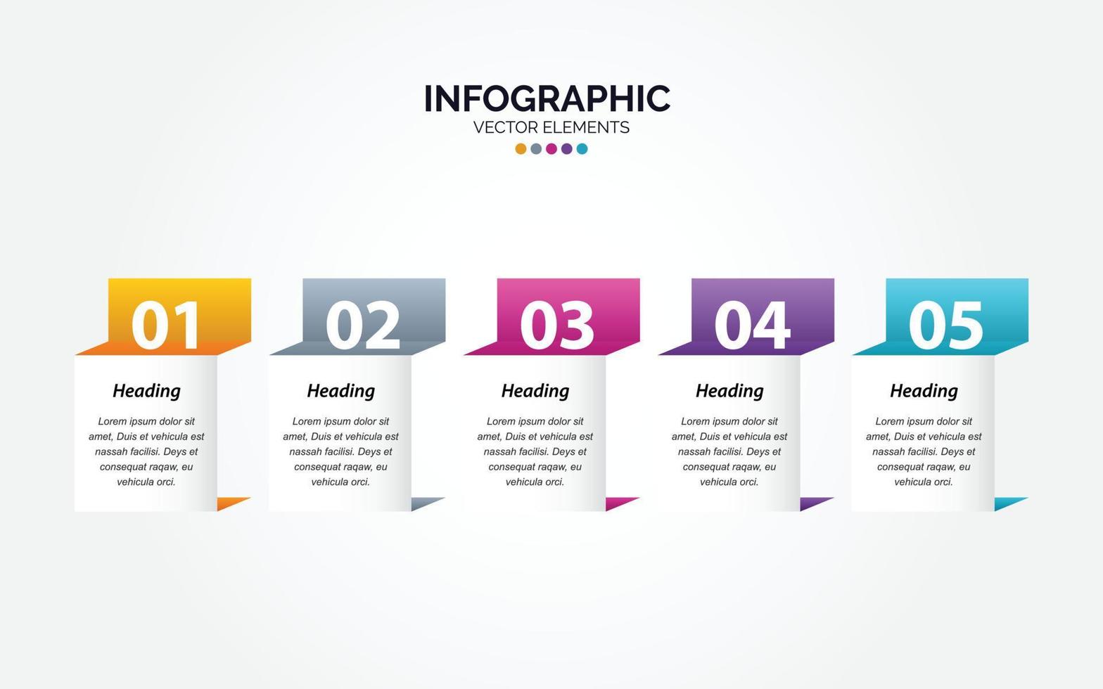 línea de tiempo 5 opciones infografía horizontal para presentaciones flujo de trabajo diagrama de proceso informe de diagrama de flujo vector