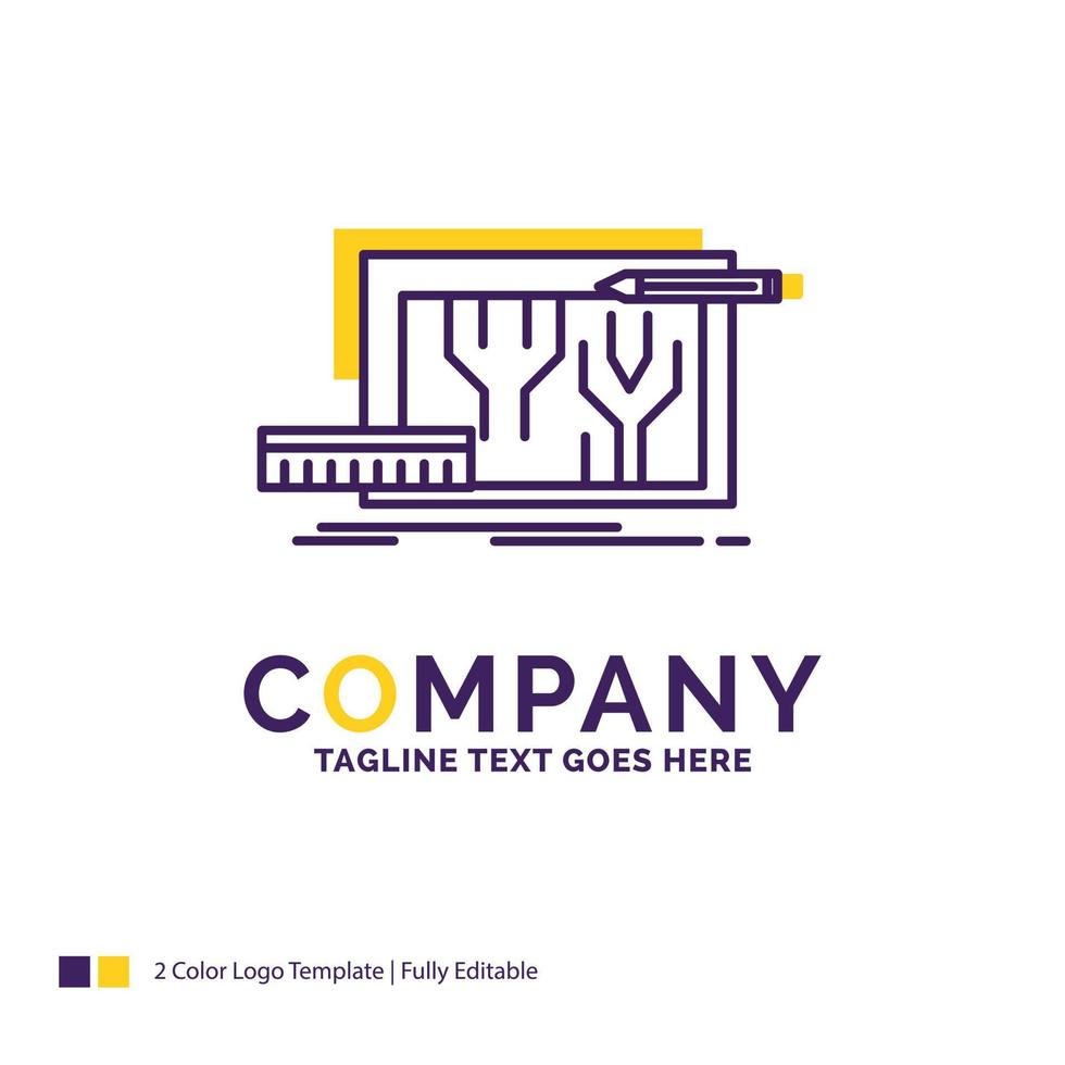 diseño del logotipo del nombre de la empresa para la arquitectura. Plano. circuito. diseño. ingeniería. diseño de marca púrpura y amarillo con lugar para eslogan. plantilla de logotipo creativo para pequeñas y grandes empresas. vector