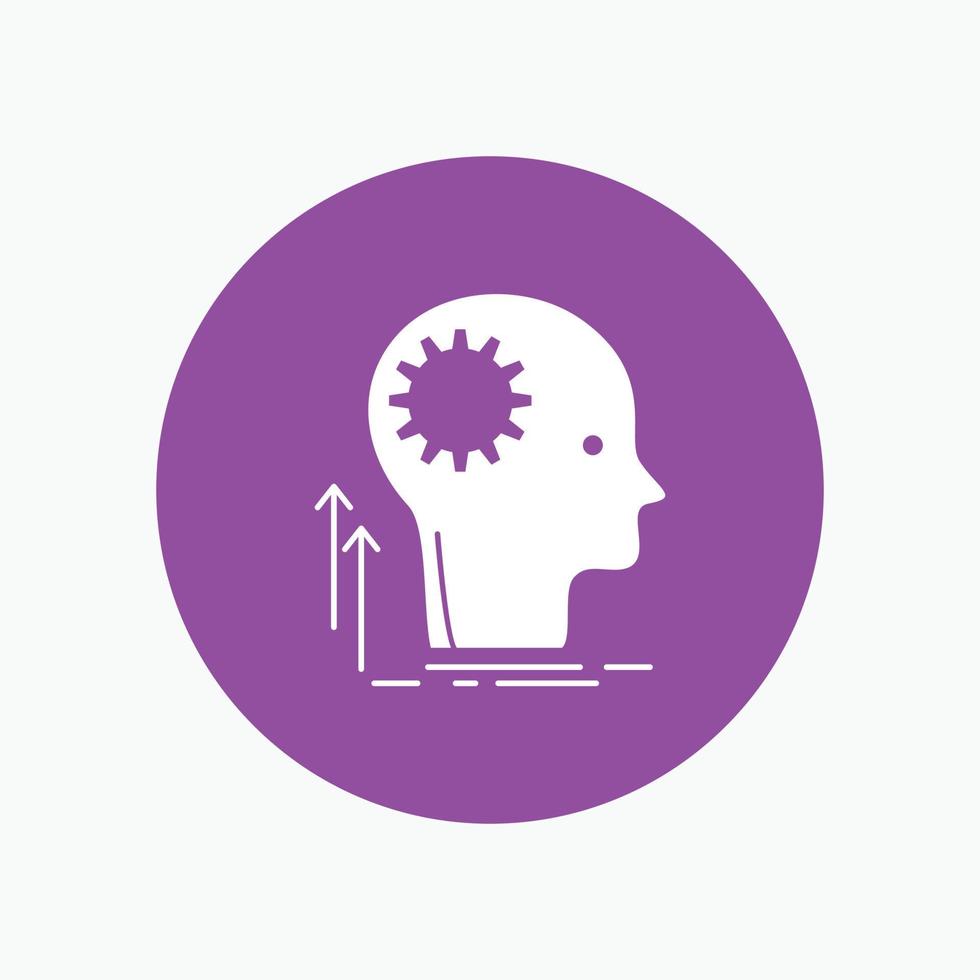 Mind. Creative. thinking. idea. brainstorming White Glyph Icon in Circle. Vector Button illustration