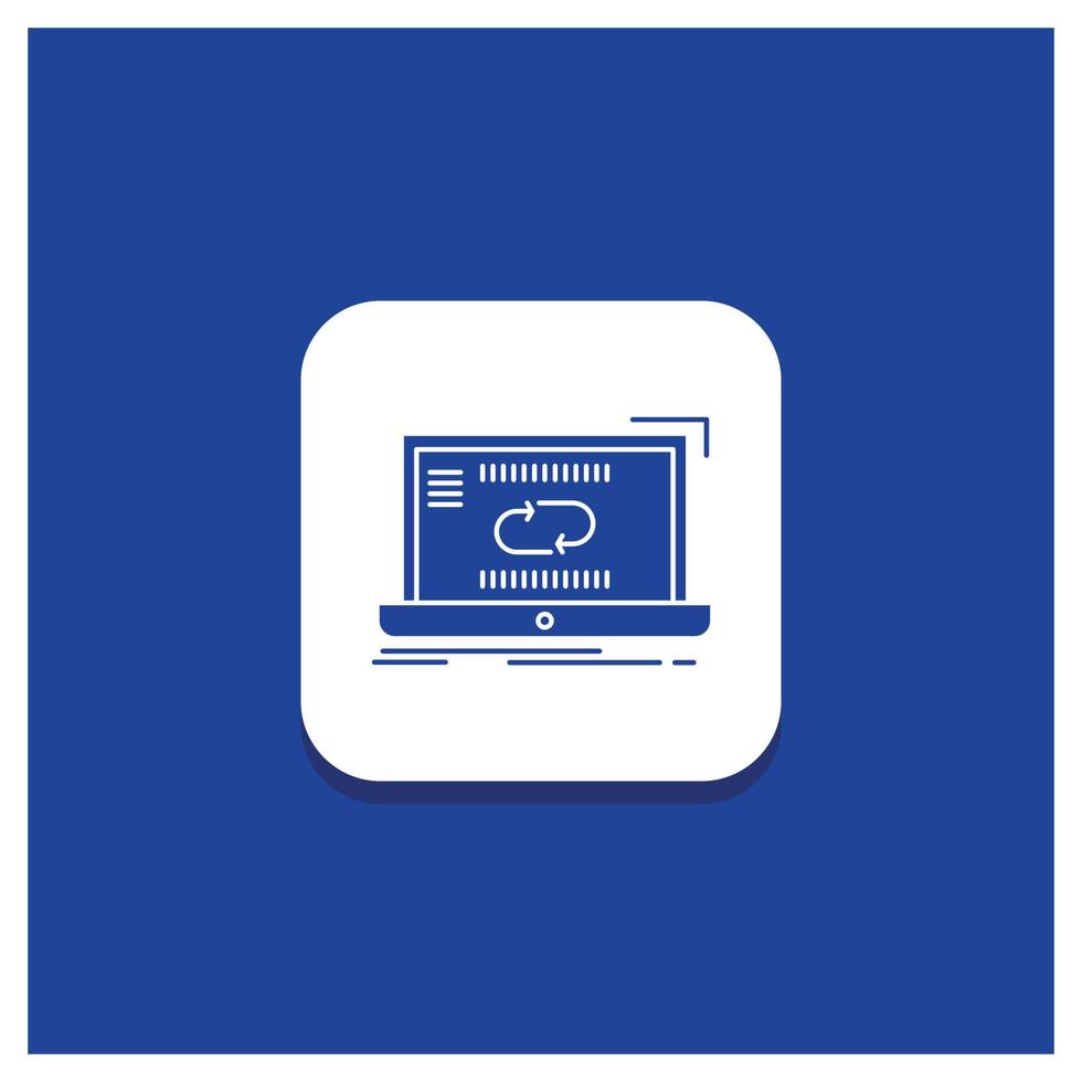 Blue Round Button for Communication. connection. link. sync. synchronization Glyph icon vector