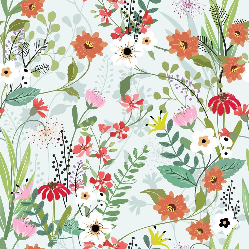 Beautiful wild flower seamless pattern vector
